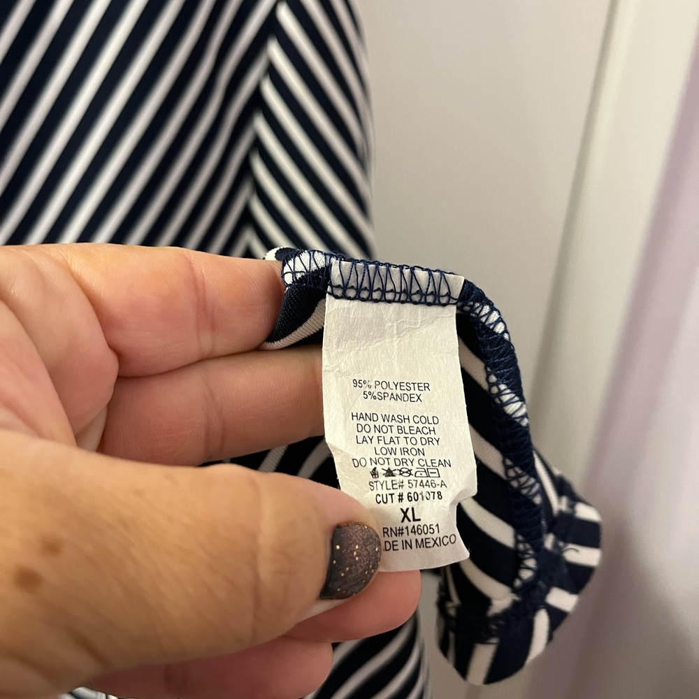 Sophia + Zeke Navy Blue Striped A-Line Dress EUC Size XL - Picture 8 of 9